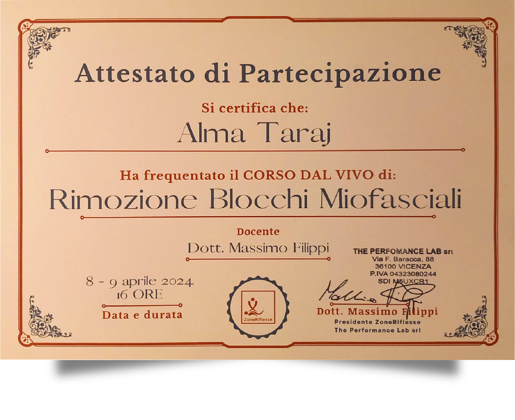 rimozione blocchi misofaciali attestato Il massaggio rilassante muscolare